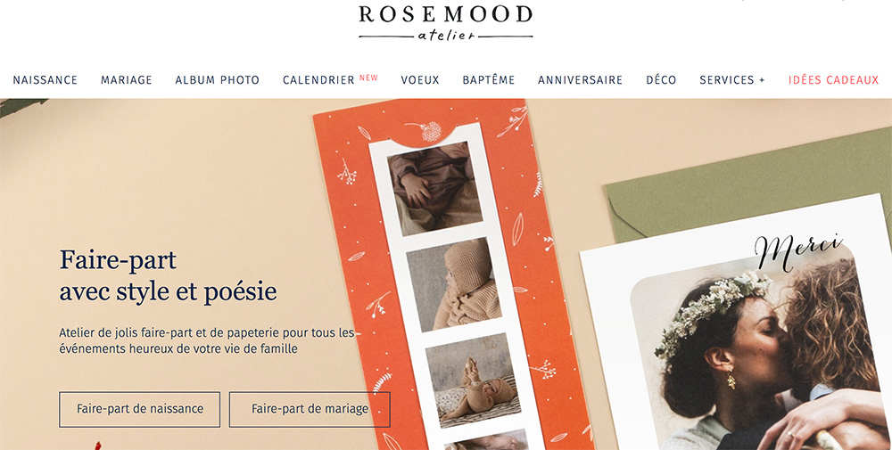 Rosemood, faire-part de mariage et de naissance, albums photos